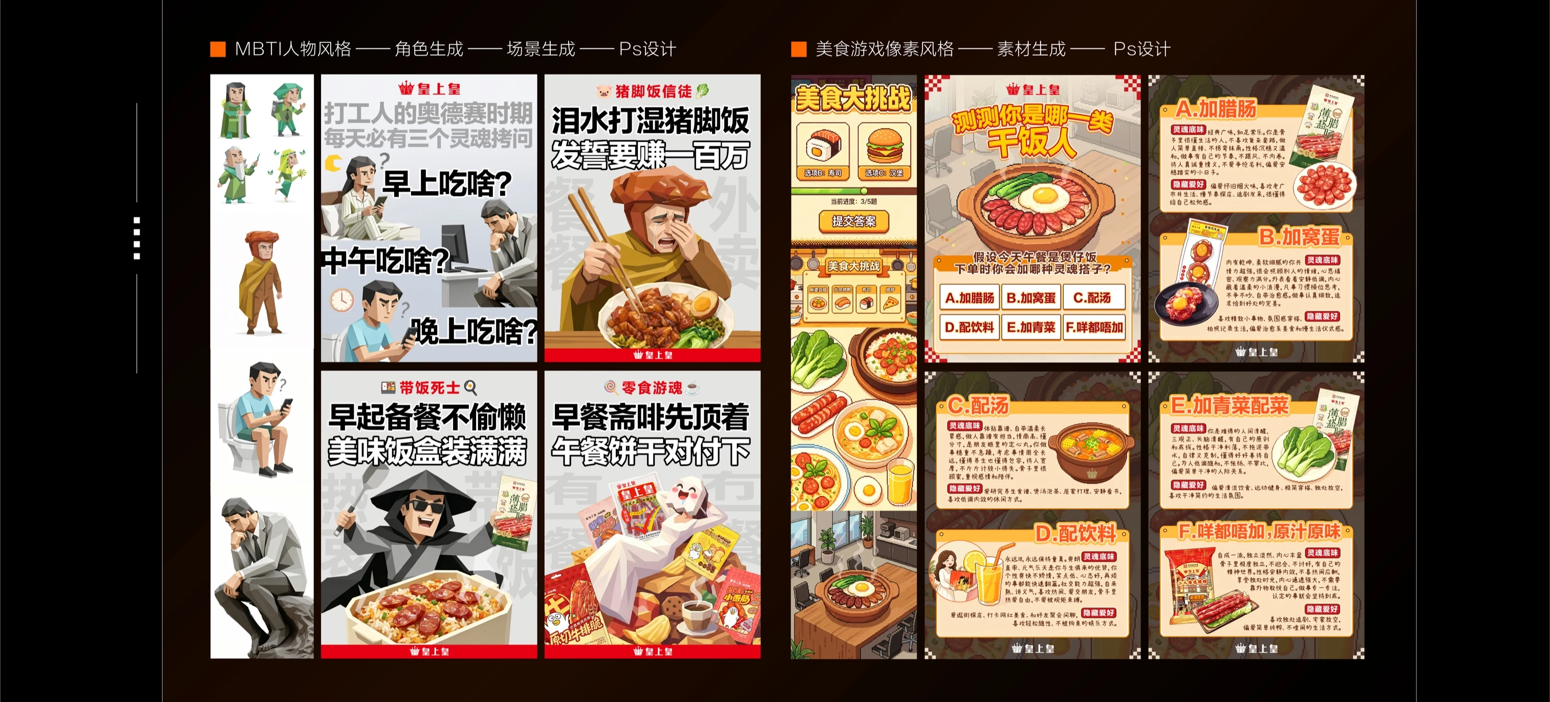 MBTI 人物与美食游戏像素风格内容案例